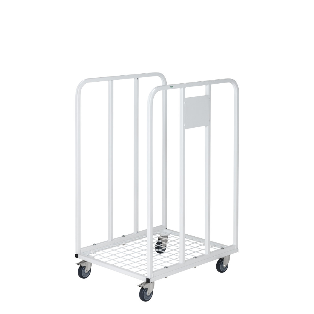 Rullcontainer, låg, 2 sidor, Galvaniserad / Vit - 2