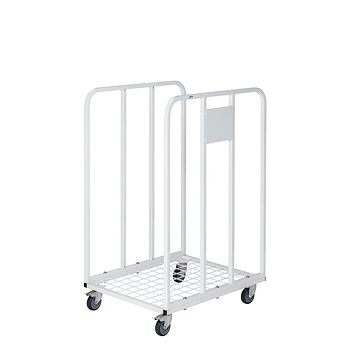 Rullcontainer, låg, 2 sidor, Galvaniserad / Vit