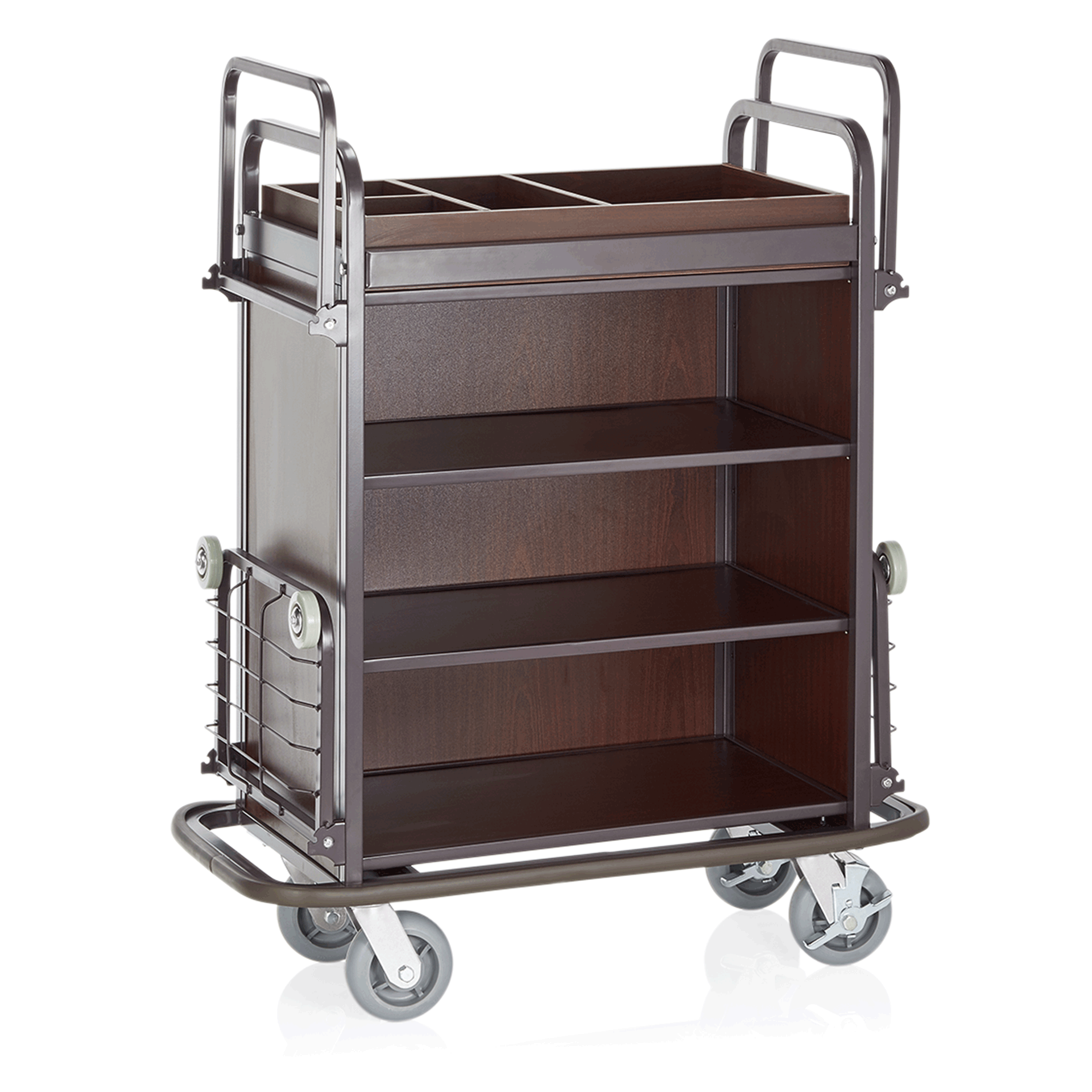 Hotellvagn - Mörk fanér 2 tvättsäckar - 3