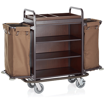 Hotellvagn - Mörk fanér 2 tvättsäckar