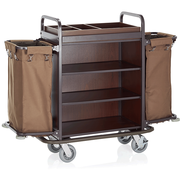 Hotellvagn - Mörk fanér 2 tvättsäckar
