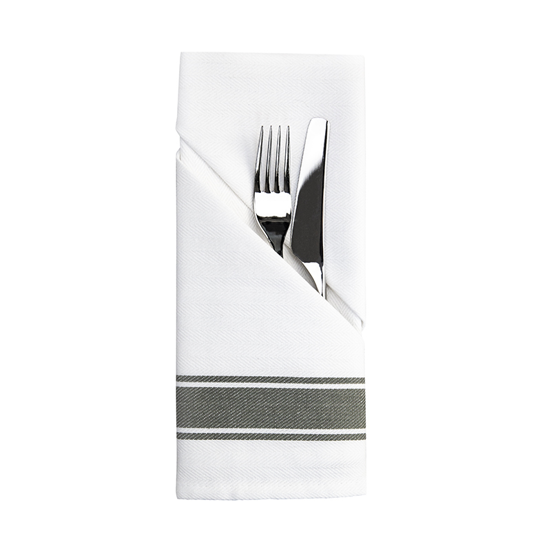 Restaurangservett Vincent  Vit/oliv