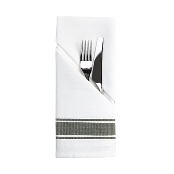 Restaurangservett Vincent  Vit/oliv