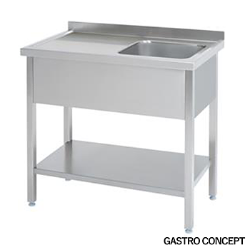 Diskbänk, enkel ho höger, - Djup 70 cm