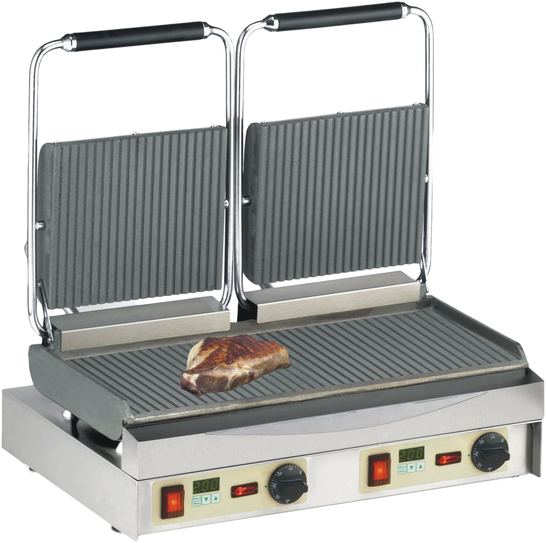 Klämgrill Kamtschatka, dubbel, räfflad/räfflad, 3-fas - 2