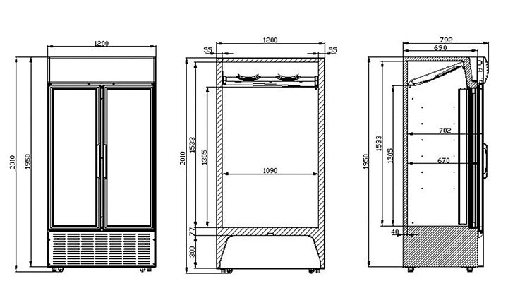 Displaykyl FSC1200H, 970 liter