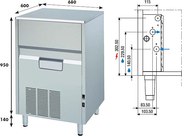 Iskubmaskin KL 102  W eller A, 88 kg/24h