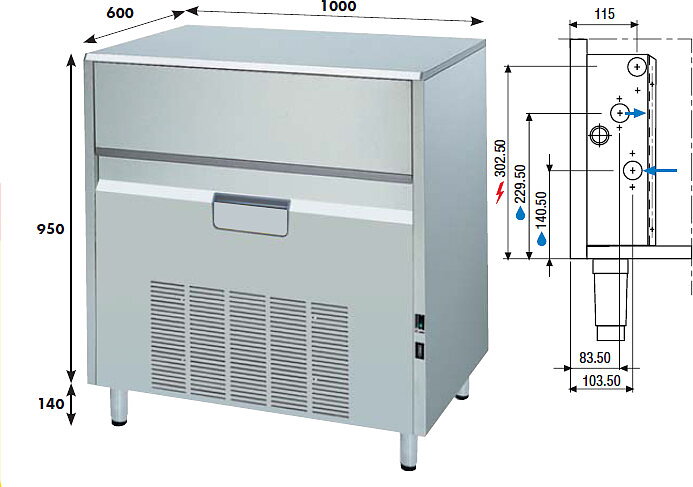 Iskubmaskin KL 132 W eller A, 125 kg/24h
