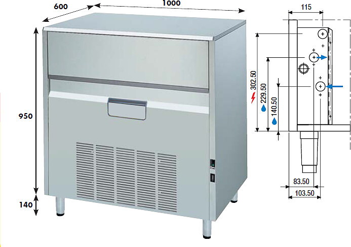 Iskubmaskin KL 132 W eller A, 125 kg/24h