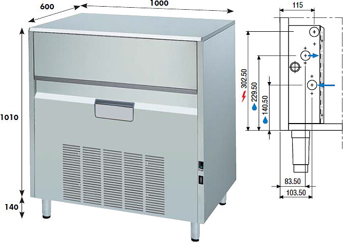 Iskubmaskin KL 152 W eller A, 145 kg/24h