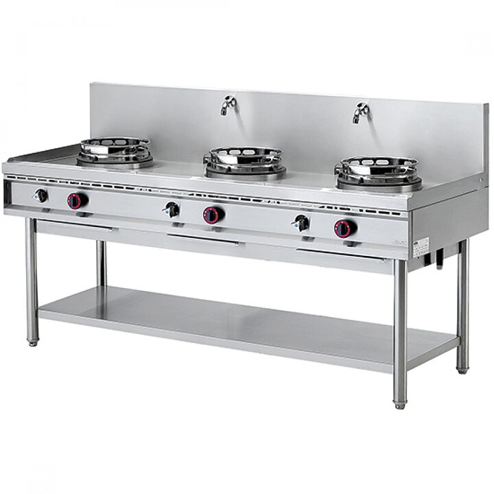 Wok, 3 gasbrännare, 2 vattenkranar