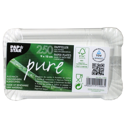 Papperstallrik "pure" Vit - 9x15 cm