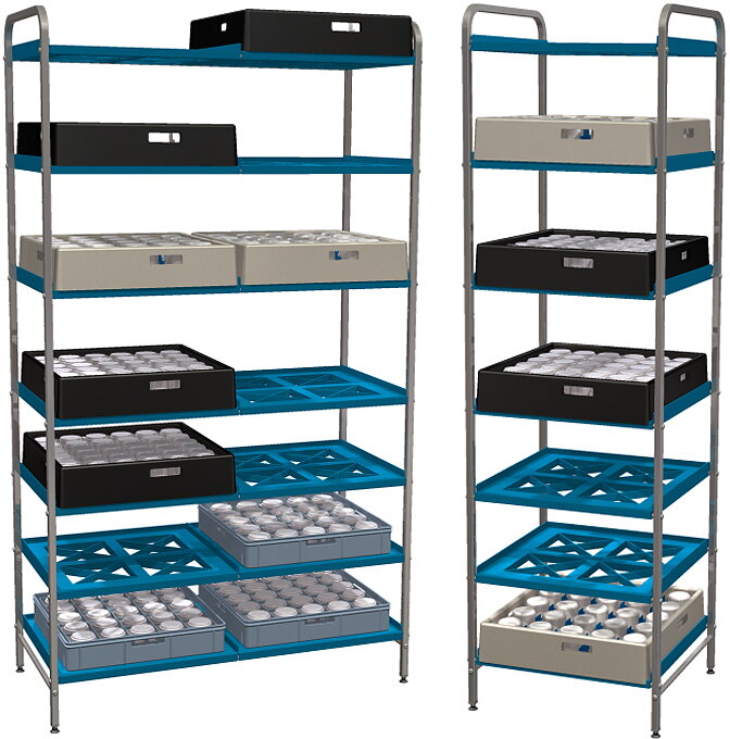 Lagringsställ, glas, koppar