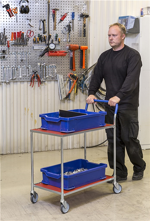 Bordsvagn med plastbeklätt handtag - Röd