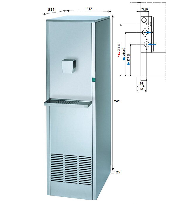 Isdispenser KD 30, golvmodell, 30 kg/24h