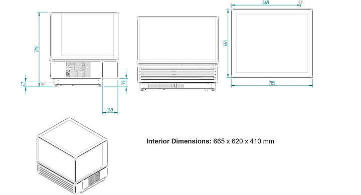 Kyldisplay, 78,5 cm, 2 x GN1/1