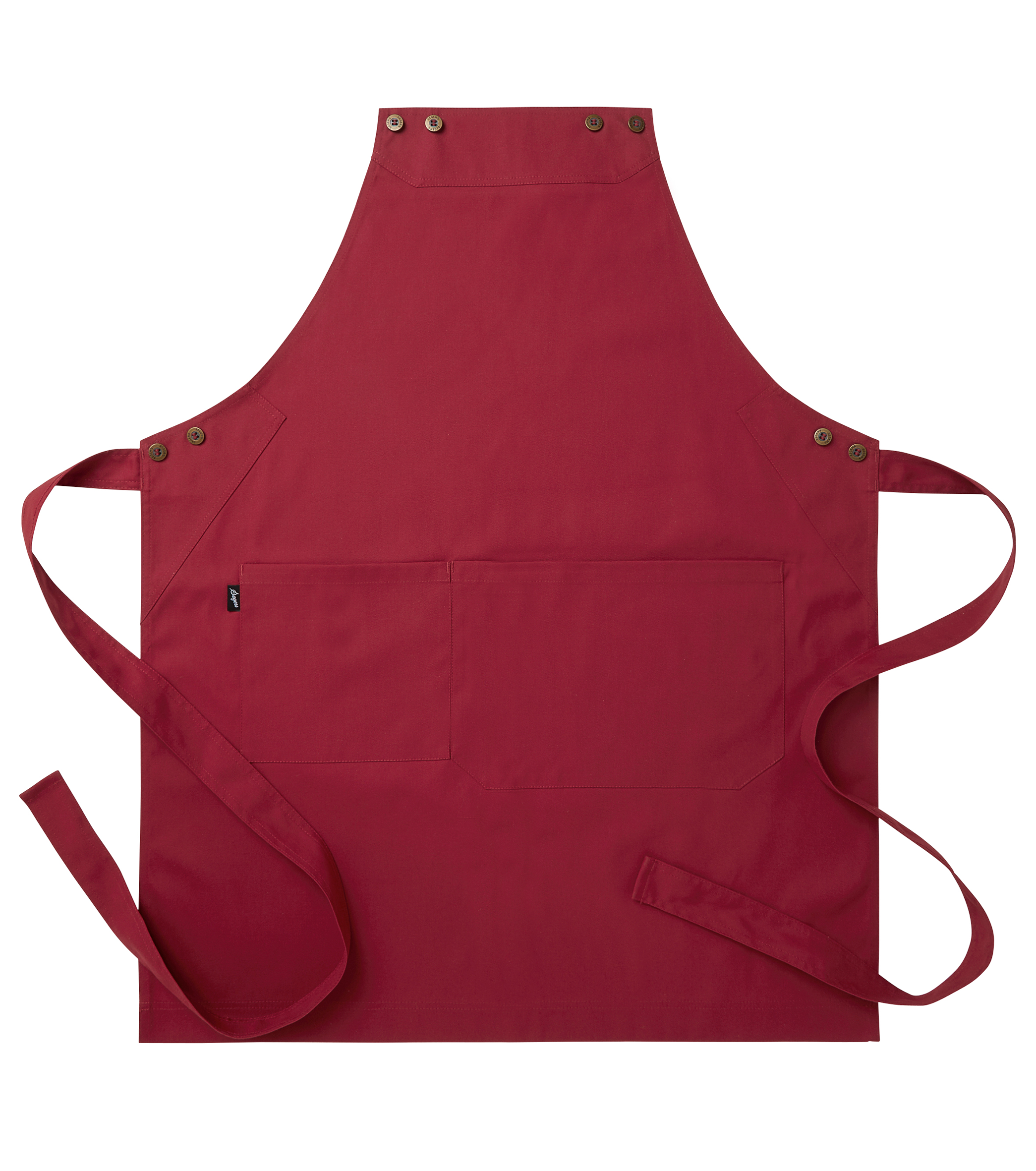 Bröstlappsförkläde ca 75 x90 cm, med dubbelficka Mörkröd - 2