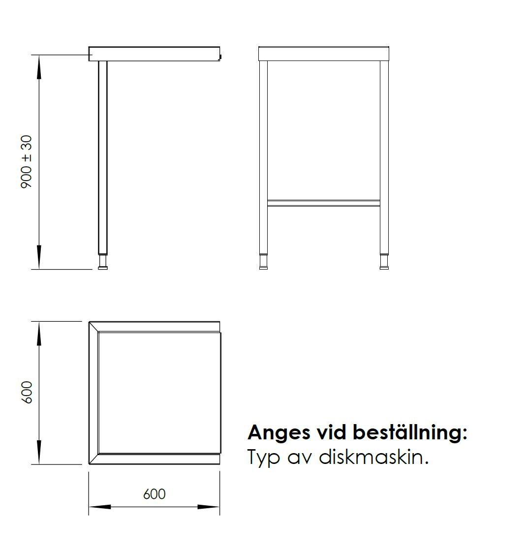 Utmatningsbänk CS300-06, 60x60 cm, vändbar  - 2