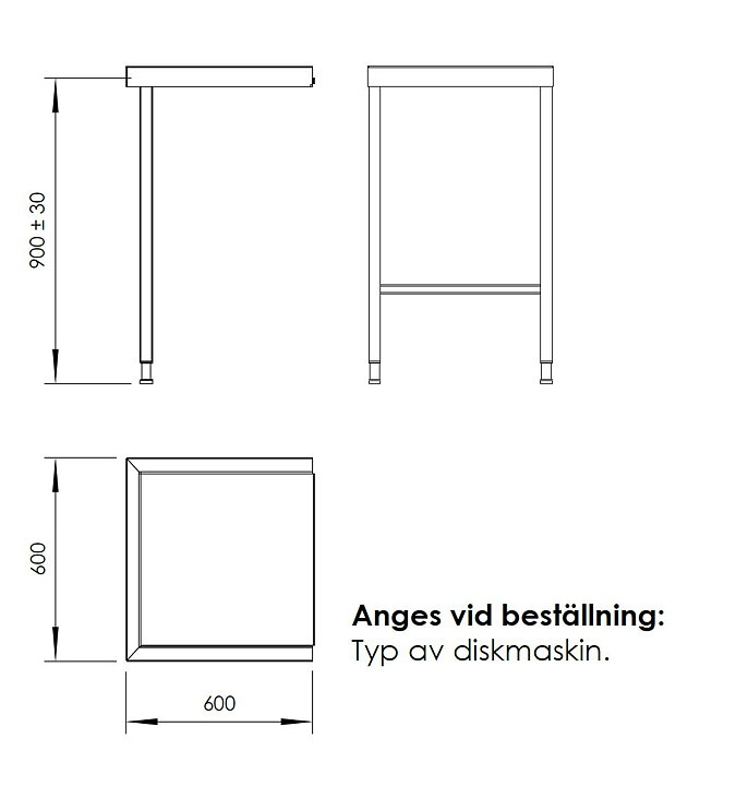 Utmatningsbänk CS300-06, 60x60 cm, vändbar 