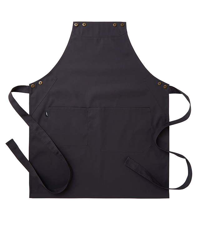 Bröstlappsförkläde ca 75 x90 cm, med dubbelficka Mörkgrå