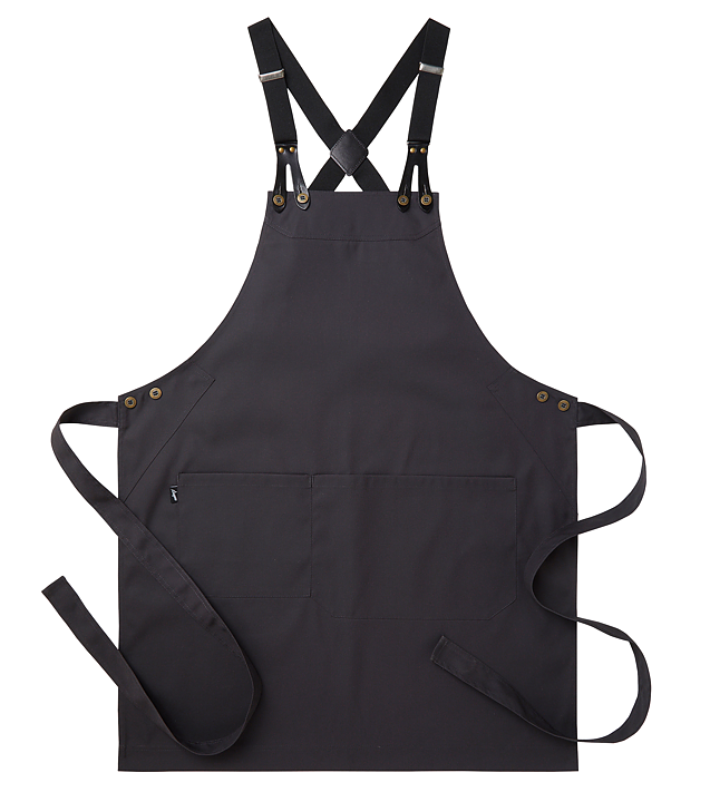 Bröstlappsförkläde ca 75 x90 cm, med dubbelficka Mörkgrå