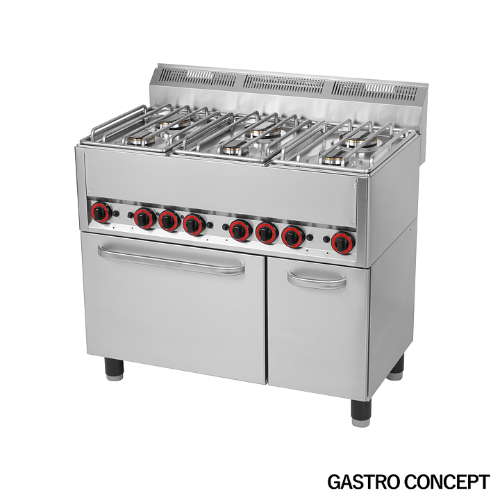 Gasspis, 6 brännare, 1 elektrisk ugn