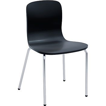 Stol Alcudia, svart sits, kromat stativ