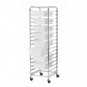 Backställ, galvad med backar, 10 x 25 liter