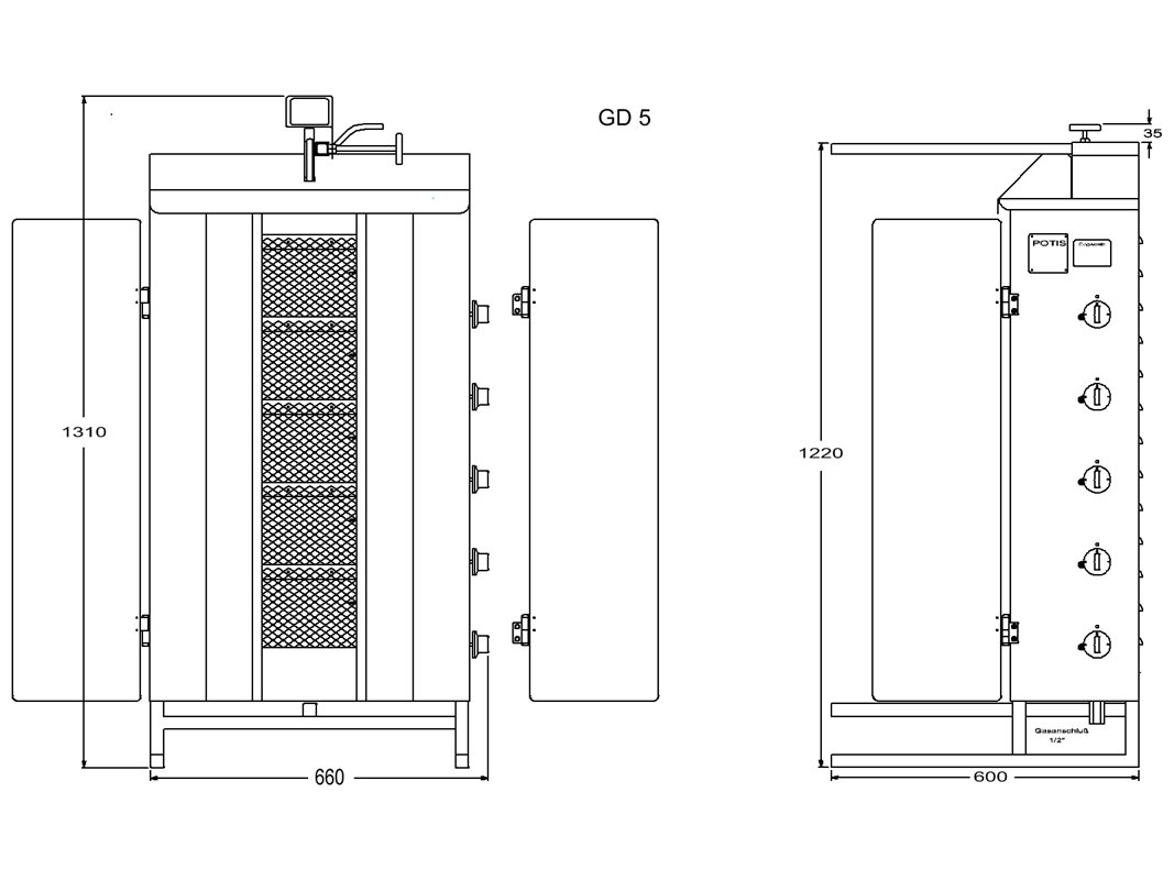 Kebabgrill GD5 GASOL - 120 kg - 3