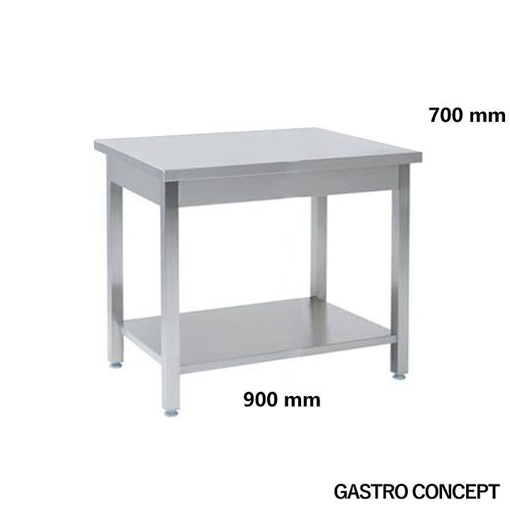Köksbänk, djup 700 mm, rostfritt, helsvetsad