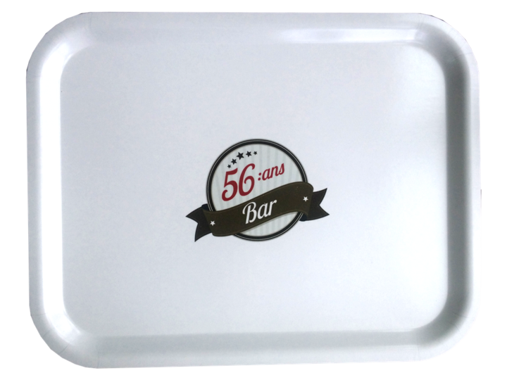 KAMPANJ: Träbricka Vit 43x33cm - med centrerad logotyp