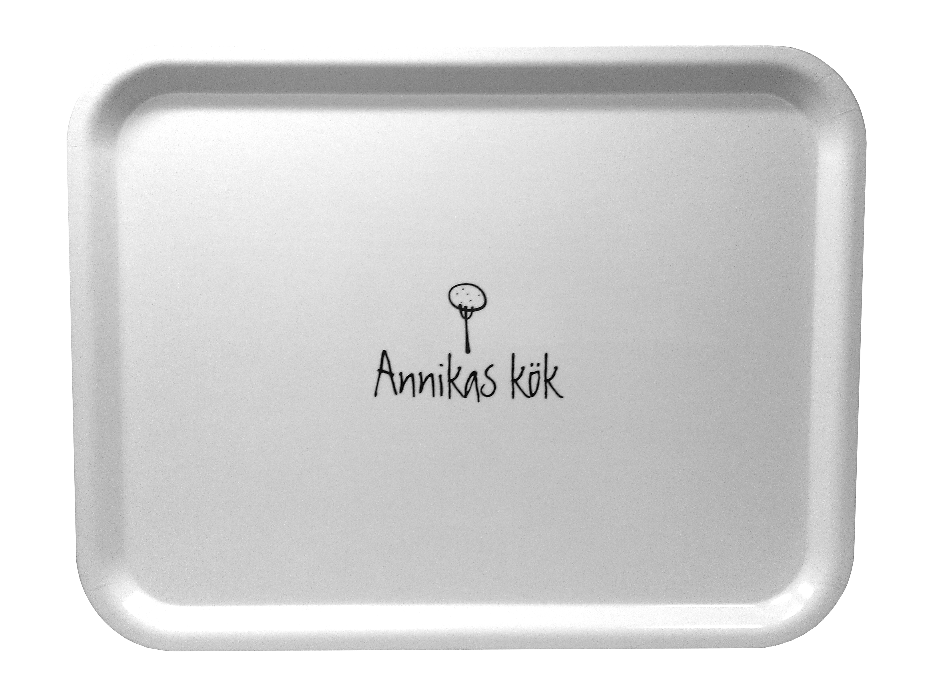 KAMPANJ: Träbricka Vit 43x33cm - med centrerad logotyp - 4