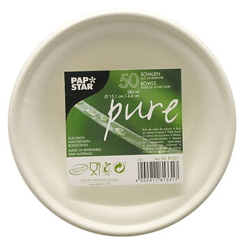 Skål av sockerrör "pure" vit - 380 ml