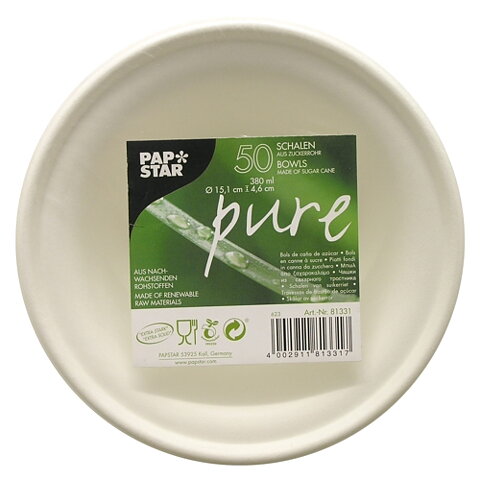 Skål av sockerrör "pure" vit - 380 ml