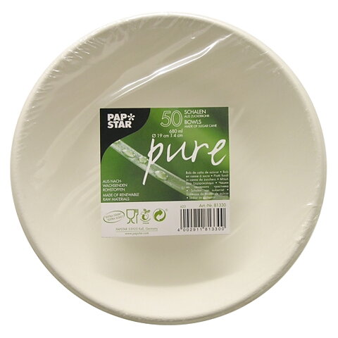 Skål av sockerrör "pure" vit - 680 ml