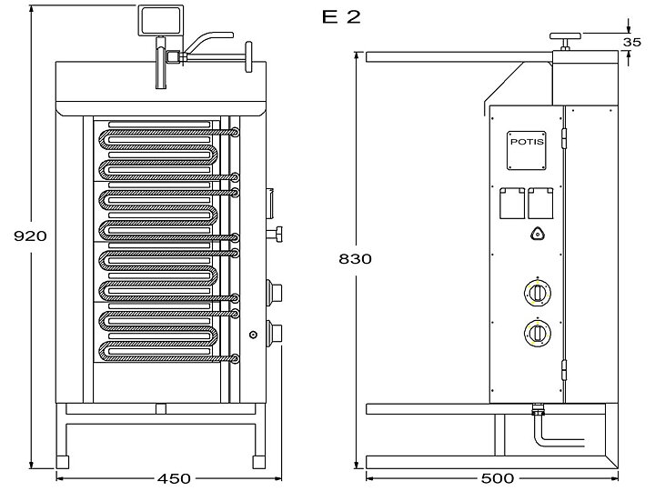 Kebabgrill E2-S - 30 kg