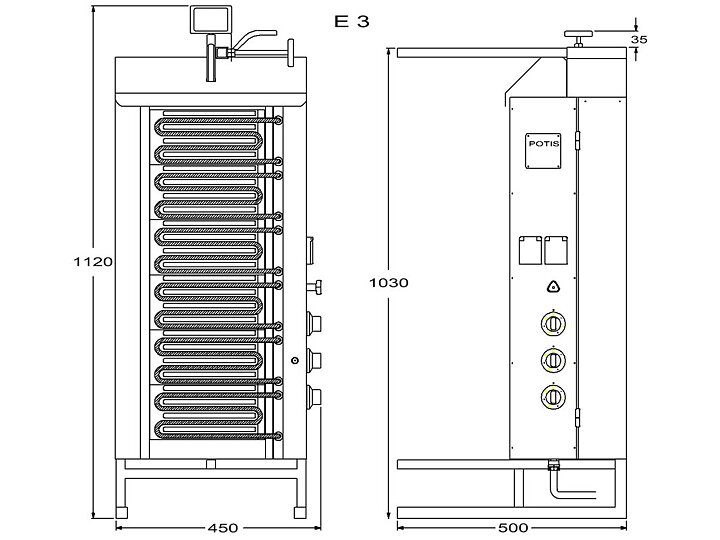 Kebabgrill E3-S - 50 kg