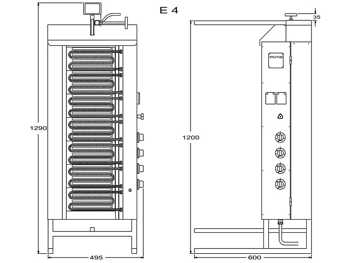 Kebabgrill E4-S - 80 kg