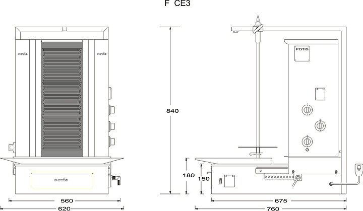 Kebabgrill F CE3 - 40 kg