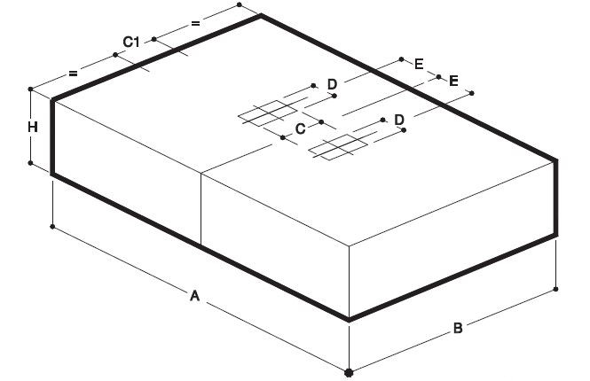 Fläktkåpa x2 utan motor - Djup 240 cm, vägg/takmontering - 3