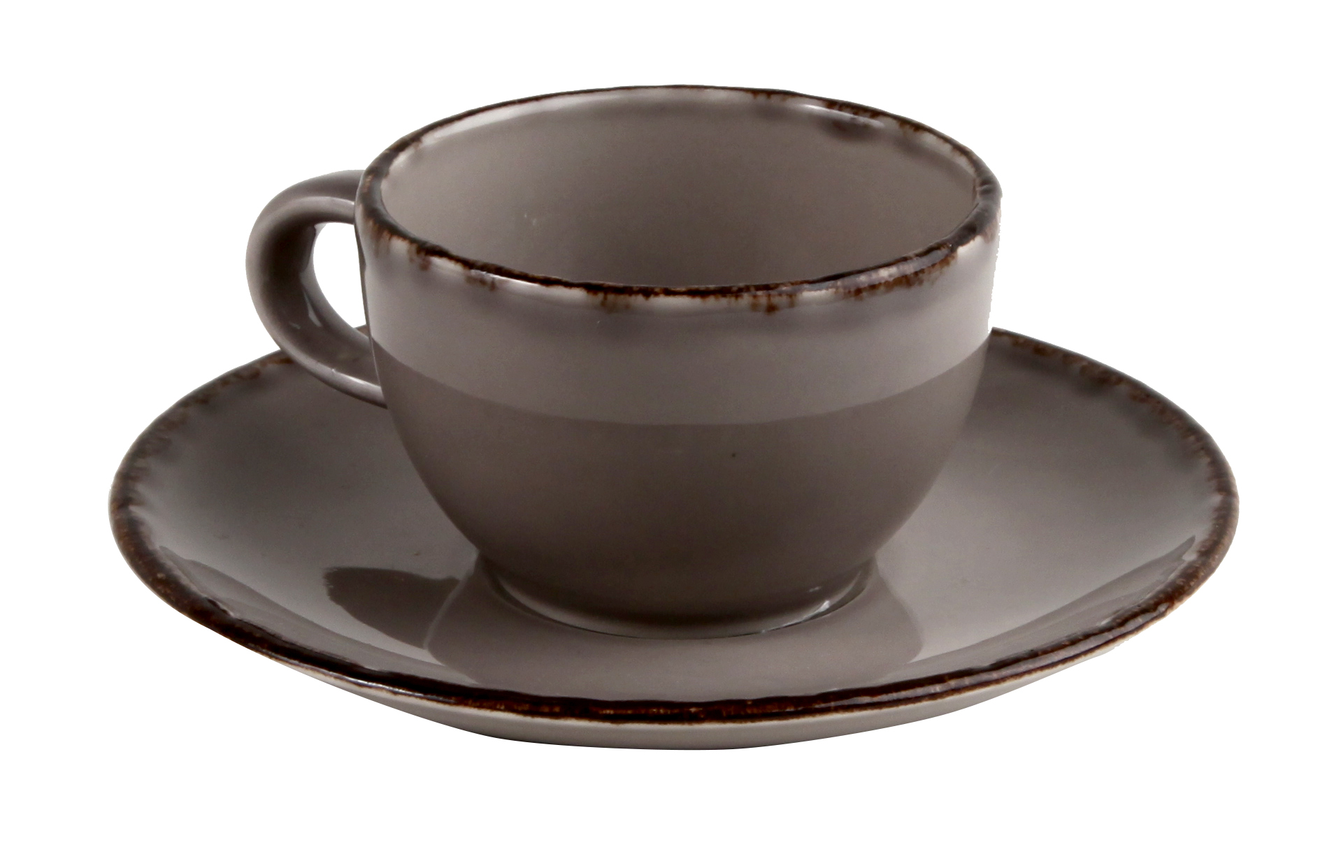 Espressokopp Fortuna grå, med/utan fat 