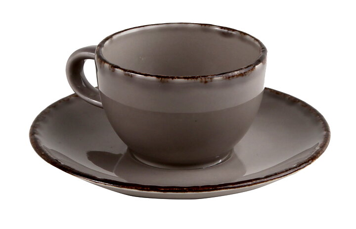 Espressokopp Fortuna grå, med/utan fat 