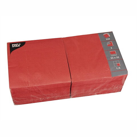 Servett 3-lags - 33 cm x 33 cm Röd