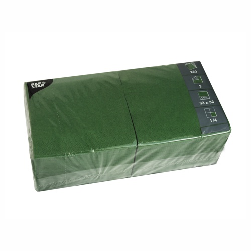 Servett 3-lags - 33 cm x 33 cm Mörkgrön
