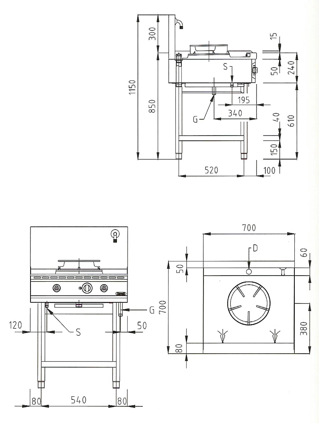 Wok, 1 gasbrännare  - 3