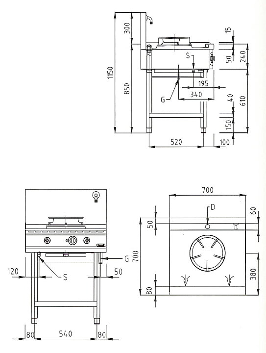 Wok, 1 gasbrännare 
