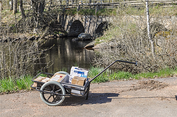 Dragkärra med träflak - KM07300