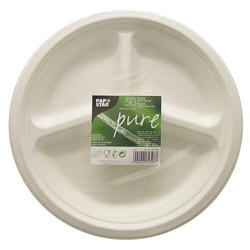 Tallrikar av sockerrör "pure" vit - Ø 26 cm