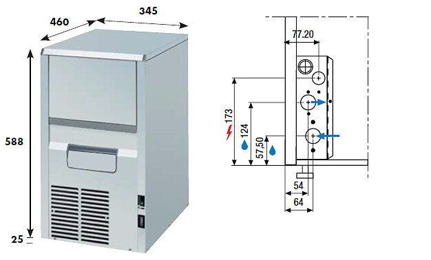 Iskubmaskin KL 22 W eller A, 22 kg/24h