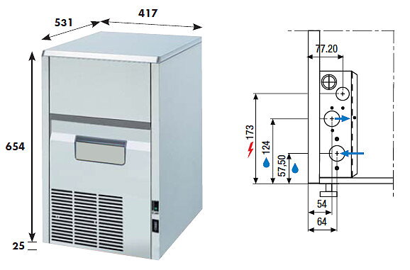 Iskubmaskin KL 32 W eller A, 30 kg/24h